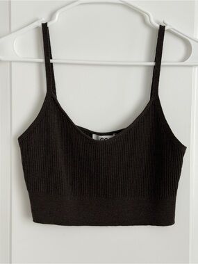 COS Brown Wool Cropped Sleeveless Top